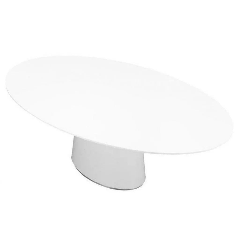 71" Contemporary High Gloss White Oval Dining Table for 6 People Dining Tables LOOMLAN By Moe's Home