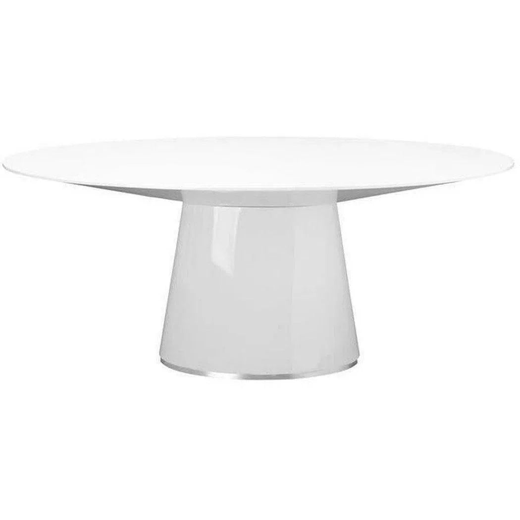 71" Contemporary High Gloss White Oval Dining Table for 6 People Dining Tables LOOMLAN By Moe's Home