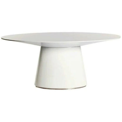 71" Contemporary High Gloss White Oval Dining Table for 6 People Dining Tables LOOMLAN By Moe's Home