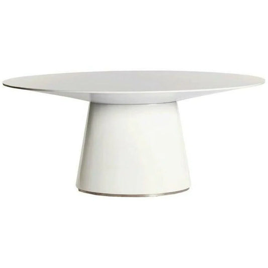 71" Contemporary High Gloss White Oval Dining Table for 6 People Dining Tables LOOMLAN By Moe's Home