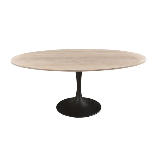 71" Contemporary Oval Brown Dining Table Wood Top With Base Dining Tables LOOMLAN By LHIMPORTS