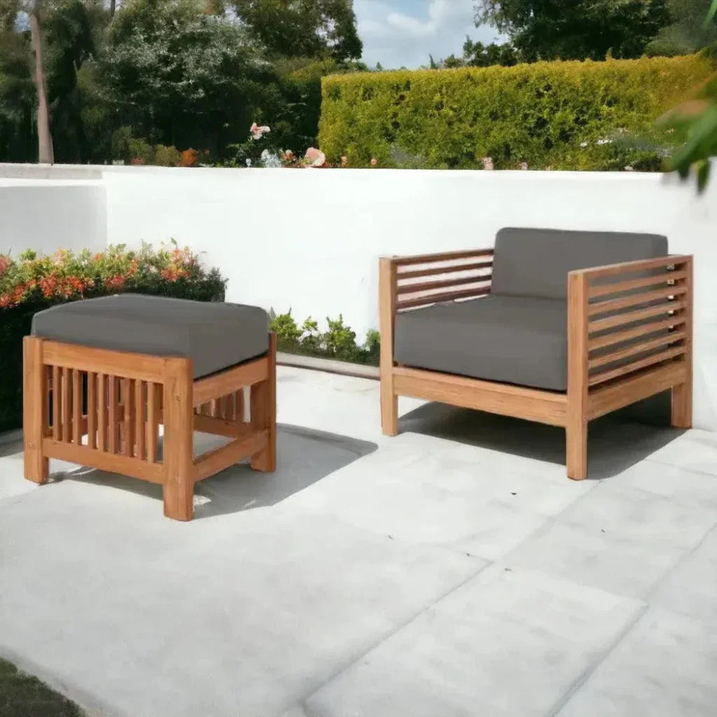 Soleil 2PC Teak Outdoor Lounge Set Sunbrella Cushion -- view 2