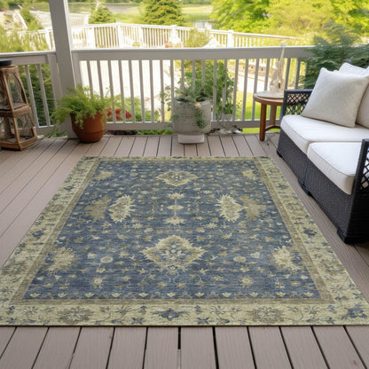 Iriaris Blue Washable Indoor-Outdoor Rug -- blue