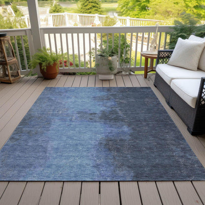 Iriion Blue Washable Indoor-Outdoor Rug