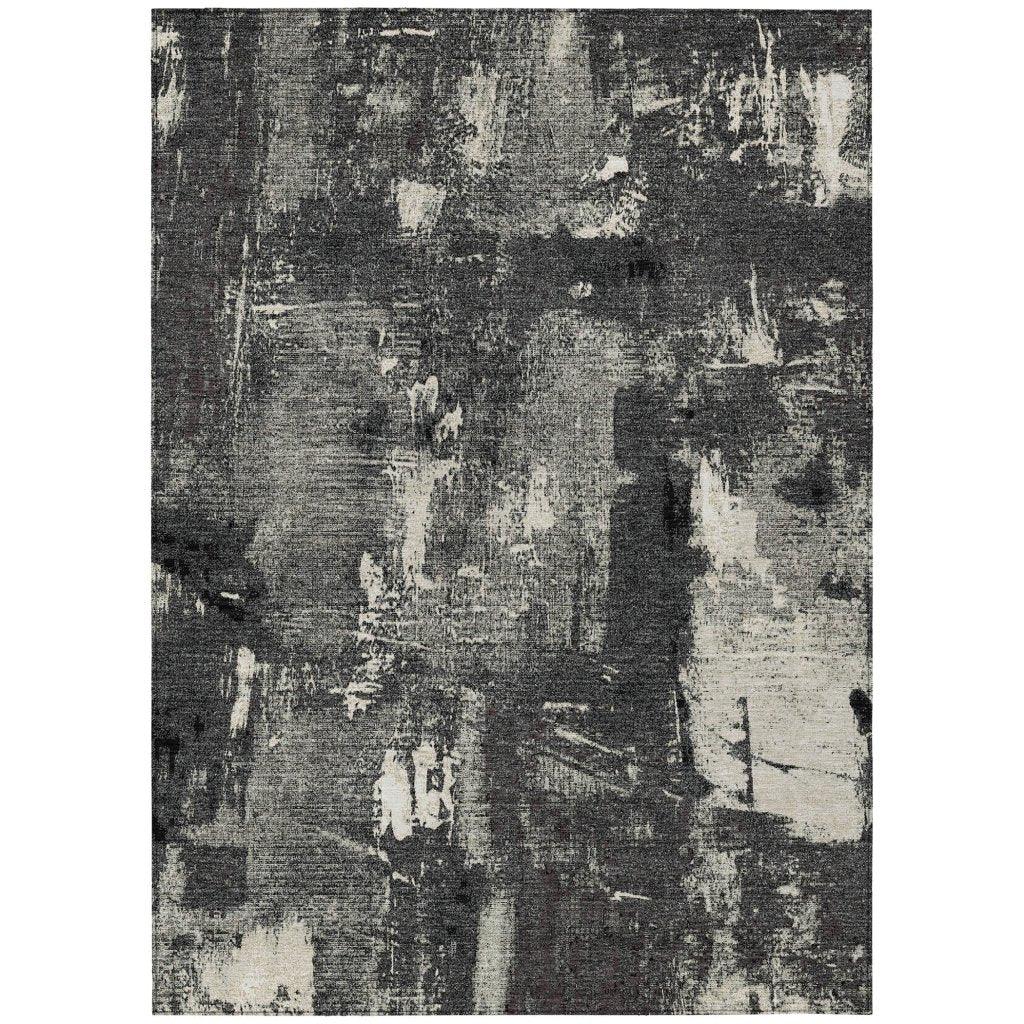 Aria Black Washable Indoor-Outdoor Rug