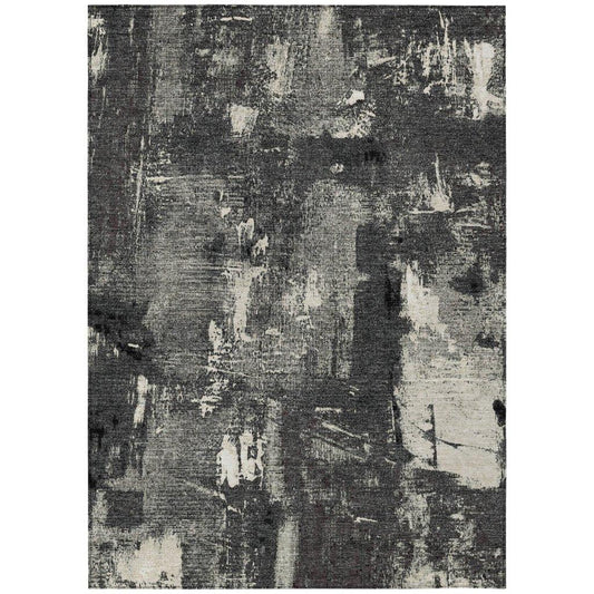 LOOMLAN Rugs Aria Black Washable Indoor-Outdoor Rug