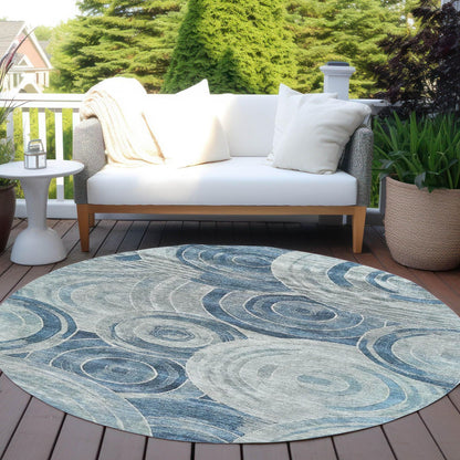Jaelain Blue Washable Indoor-Outdoor Rug