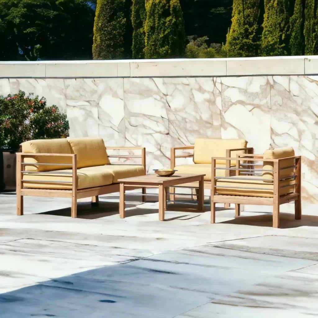 SoHo 4PC Teak Outdoor Patio Deep Set Sunbrella Cushion -- view 2