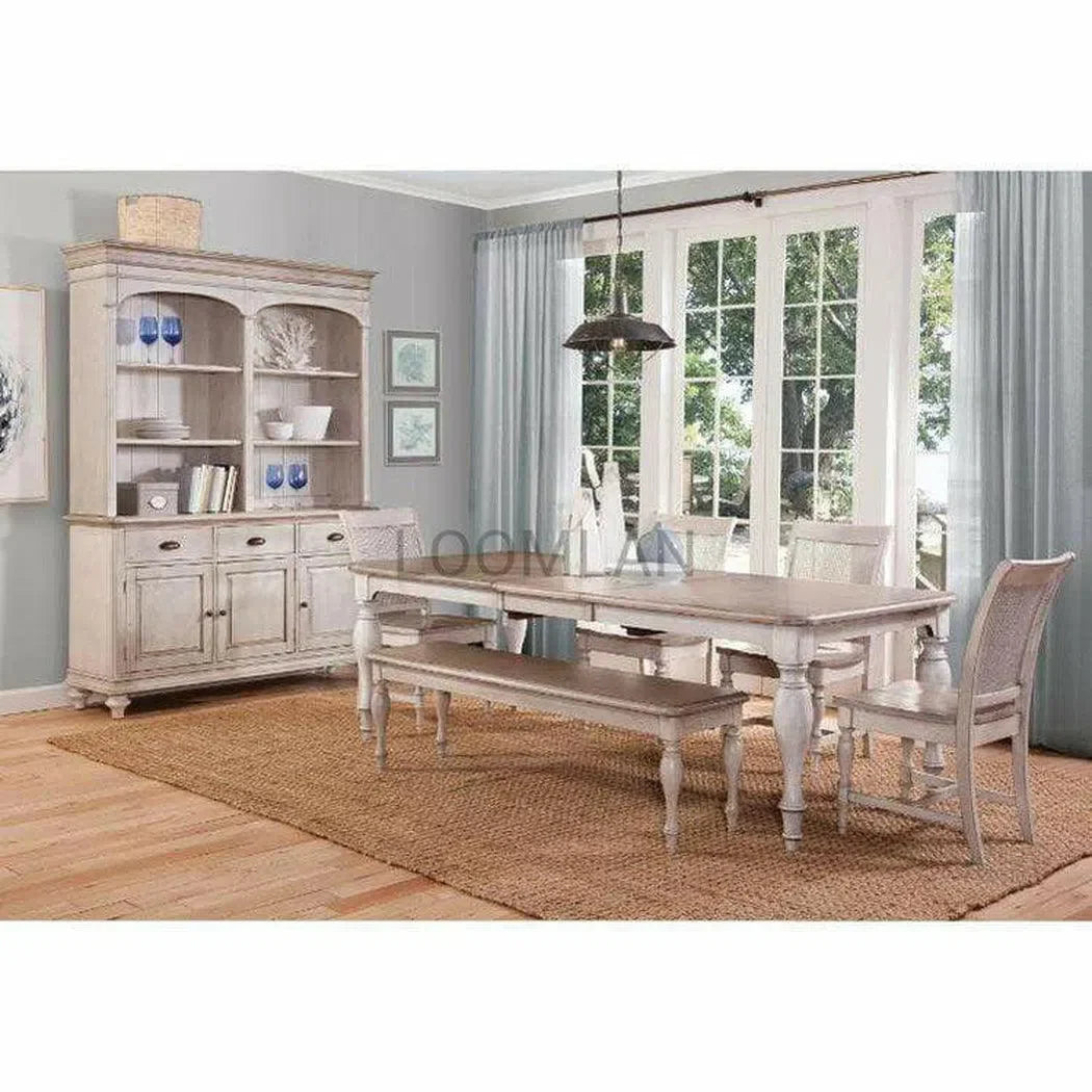 72-90" Off White Extendable Dining Table with Extension Leaf Dining Tables Sideboards and Things By Sunny D