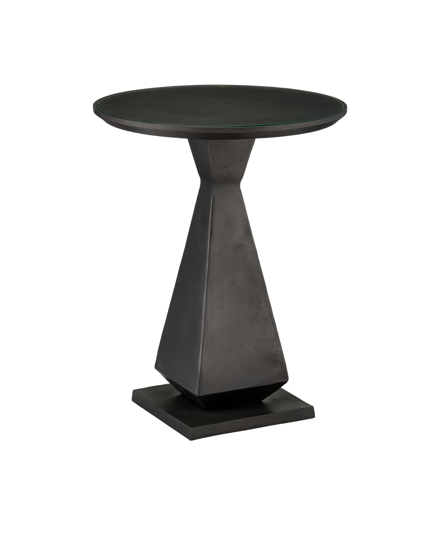 Janil Aluminum and Glass Black Round Accent Table