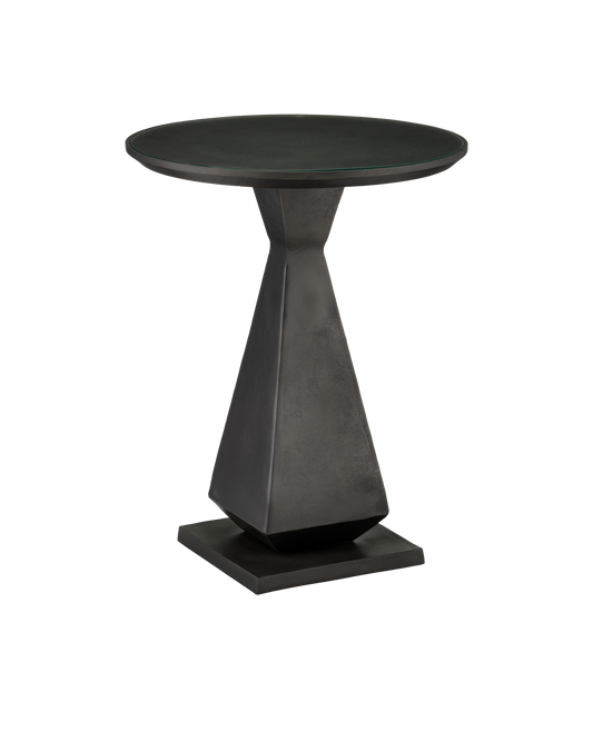 Janil Aluminum and Glass Black Round Accent Table