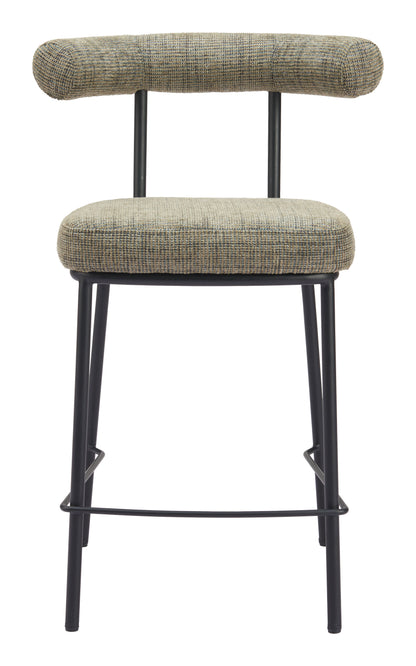 Kede Steel Green Tweed Counter Stool