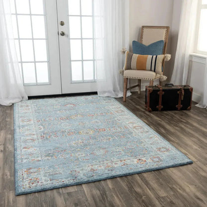 Deri Floral Blue/ Beige Large Area Rugs For Living Room -- beige