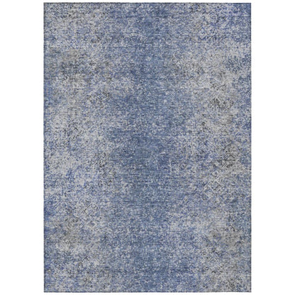 Vintage Blue Washable Indoor-Outdoor Rug