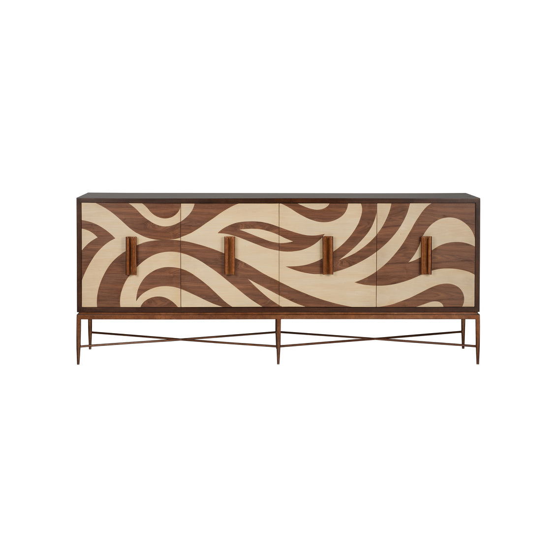 Chelsea House Swirl Pattern Four Doors Wood Credenza