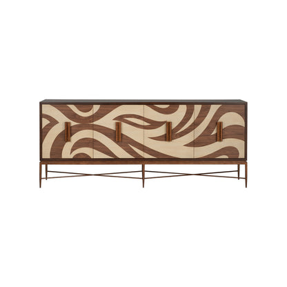 Chelsea House Swirl Pattern Four Doors Wood Credenza