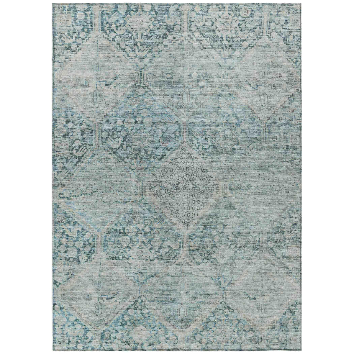 Iriius Blue Washable Indoor-Outdoor Rug