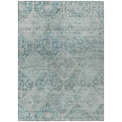Iriius Blue Washable Indoor-Outdoor Rug