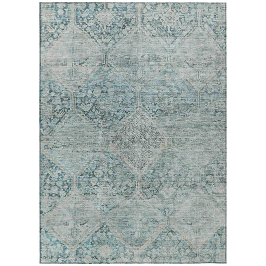 Iriius Blue Washable Indoor-Outdoor Rug