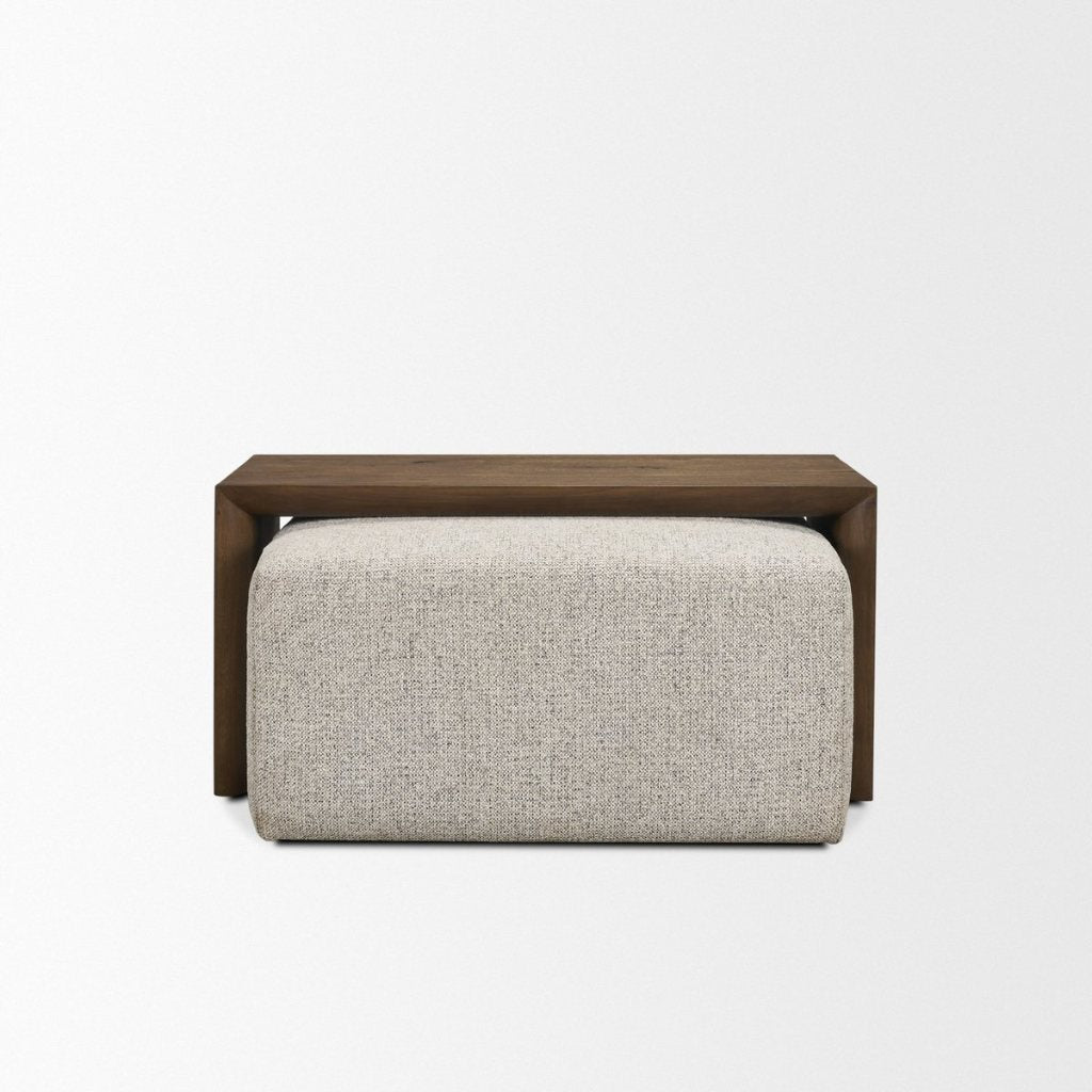 Trayden Gray Fabric Slider-Top Ottoman Coffee Table -- Dark Brown