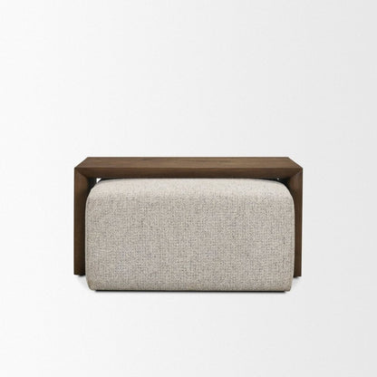 Trayden Gray Fabric Slider-Top Ottoman Coffee Table -- Dark Brown