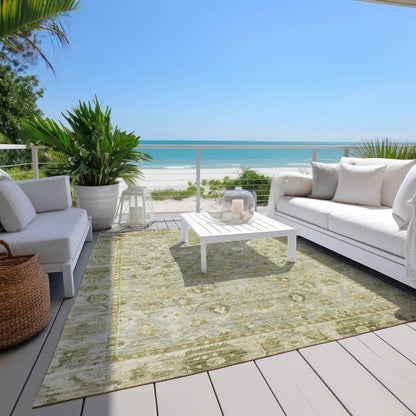 Laeel Green Washable Indoor-Outdoor Rug -- green