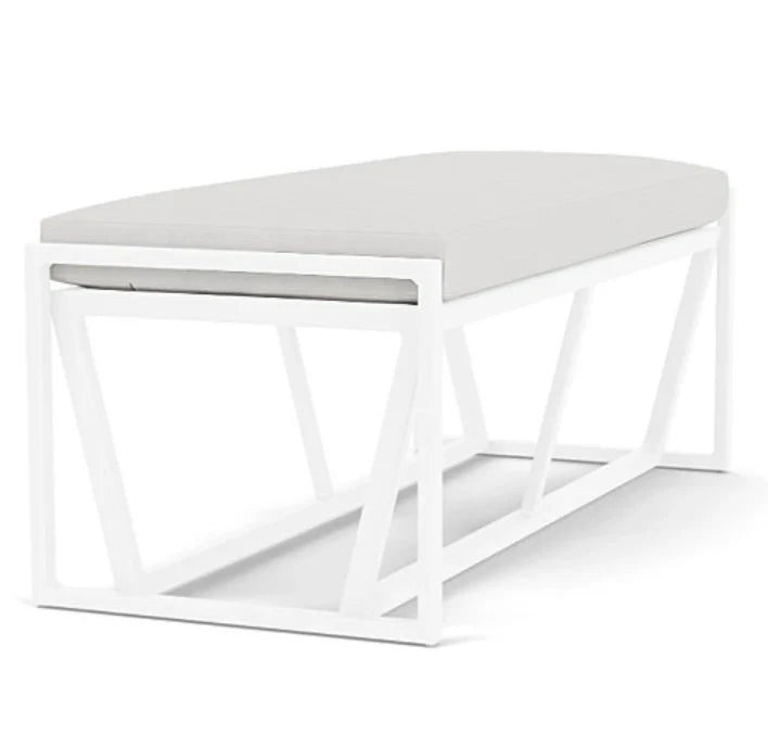 Summit Aluminum Frame Outdoor Loveseat Ottoman-Outdoor Benches-Lloyd Flanders-Sideboads And Things