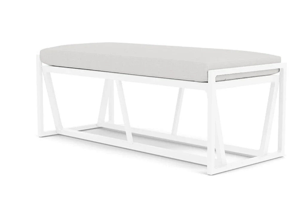 Summit Aluminum Frame Outdoor Loveseat Ottoman-Outdoor Benches-Lloyd Flanders-Sideboads And Things