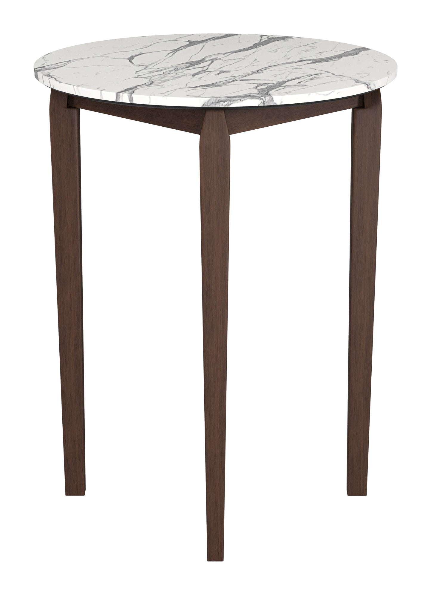 Vernon White Stone and Wood Round Bar Table