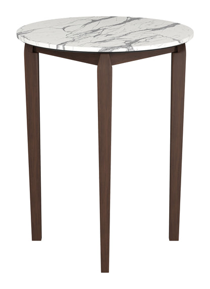 Vernon White Stone and Wood Round Bar Table