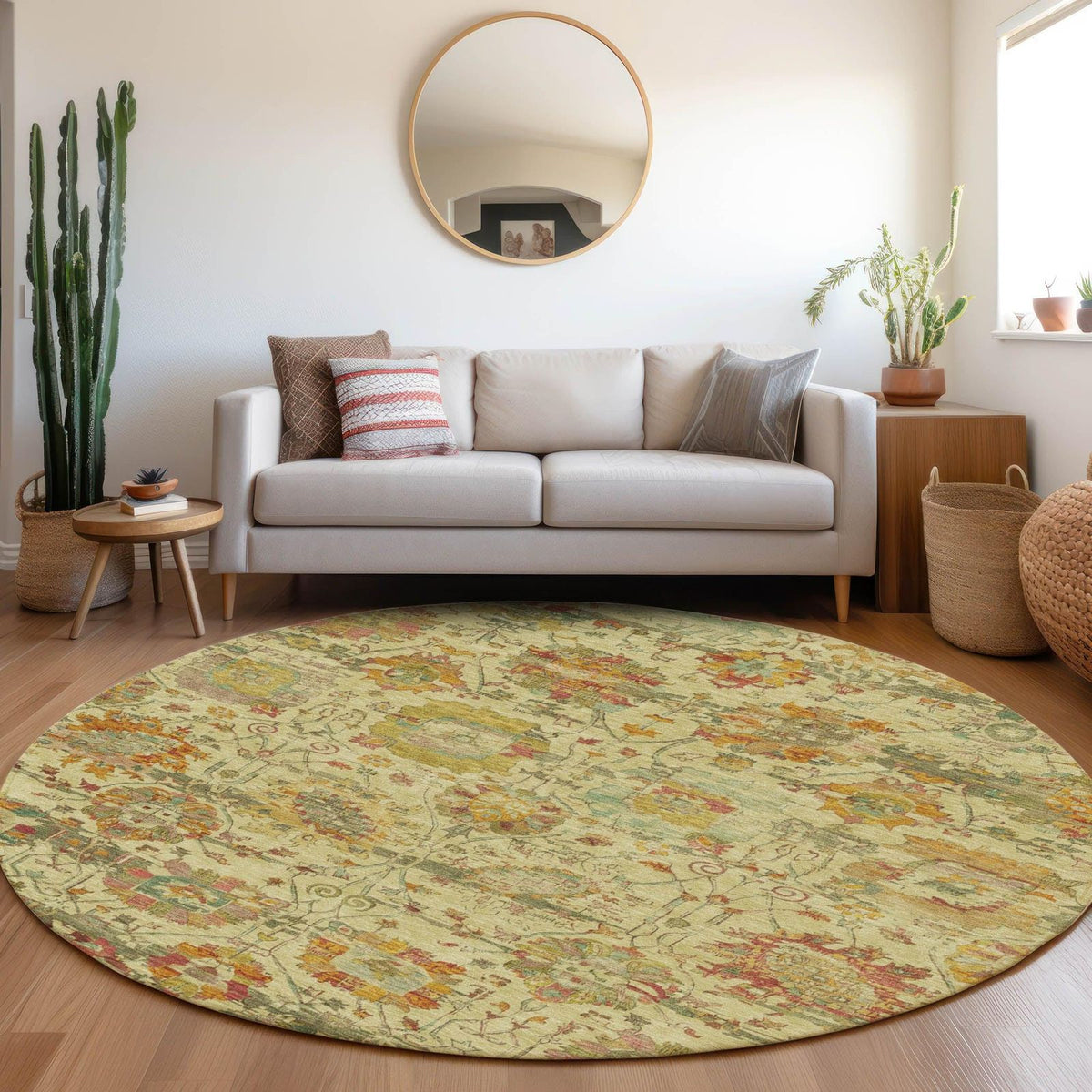 Haelira Gold Washable Indoor-Outdoor Rug