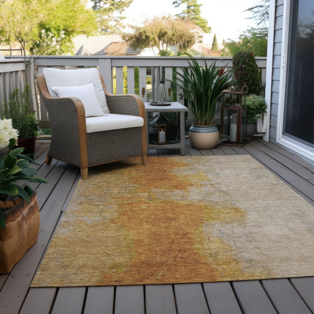 Iriel Orange Washable Indoor-Outdoor Rug -- view 3