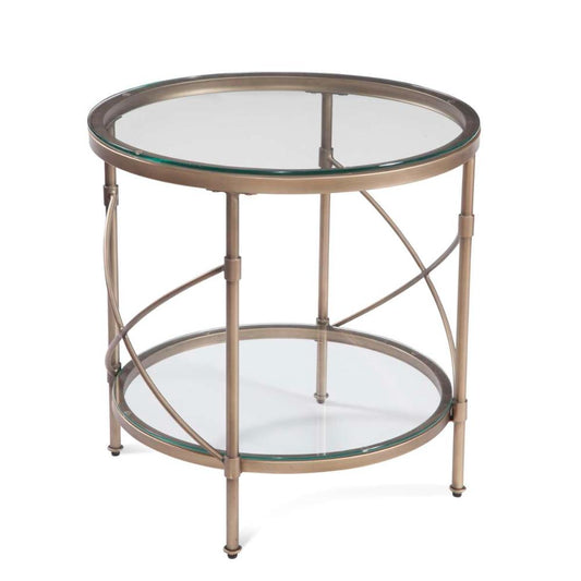 Harrison Metal & Gold Round End Table - Heirloom Quality