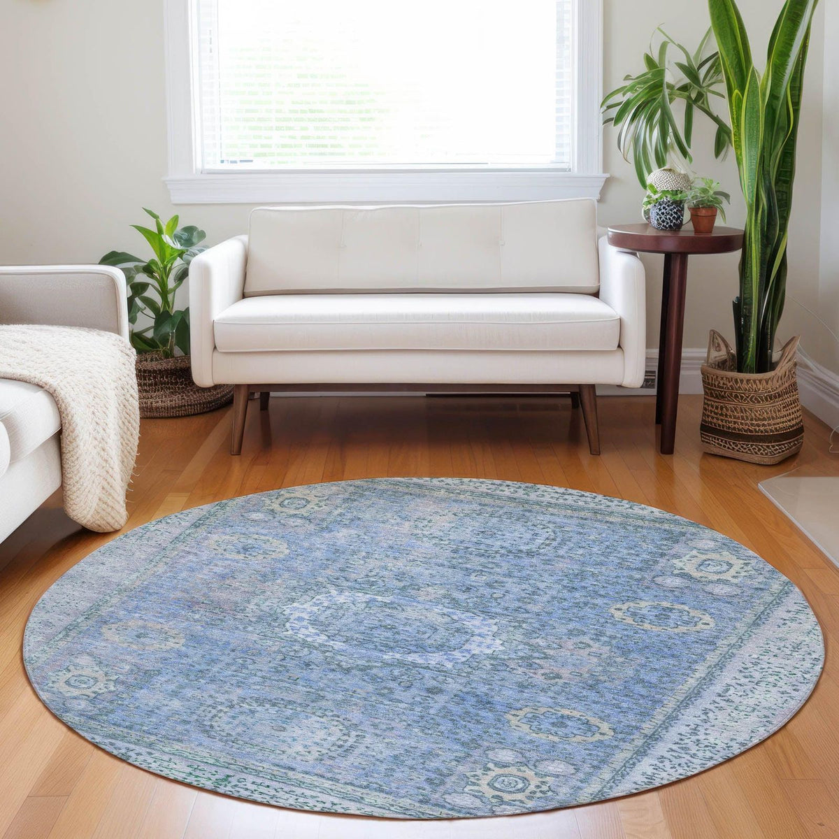 Irias Blue Washable Indoor-Outdoor Rug