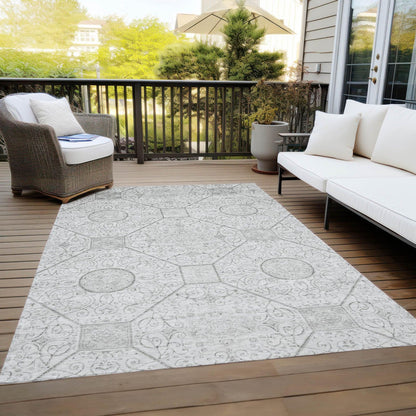 Iriora Gray Washable Indoor-Outdoor Rug