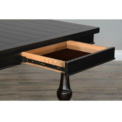 76-112" Large Black Wooden Extendable Dining Table Seats 10 Dining Tables Sideboards and Things By Sunny D