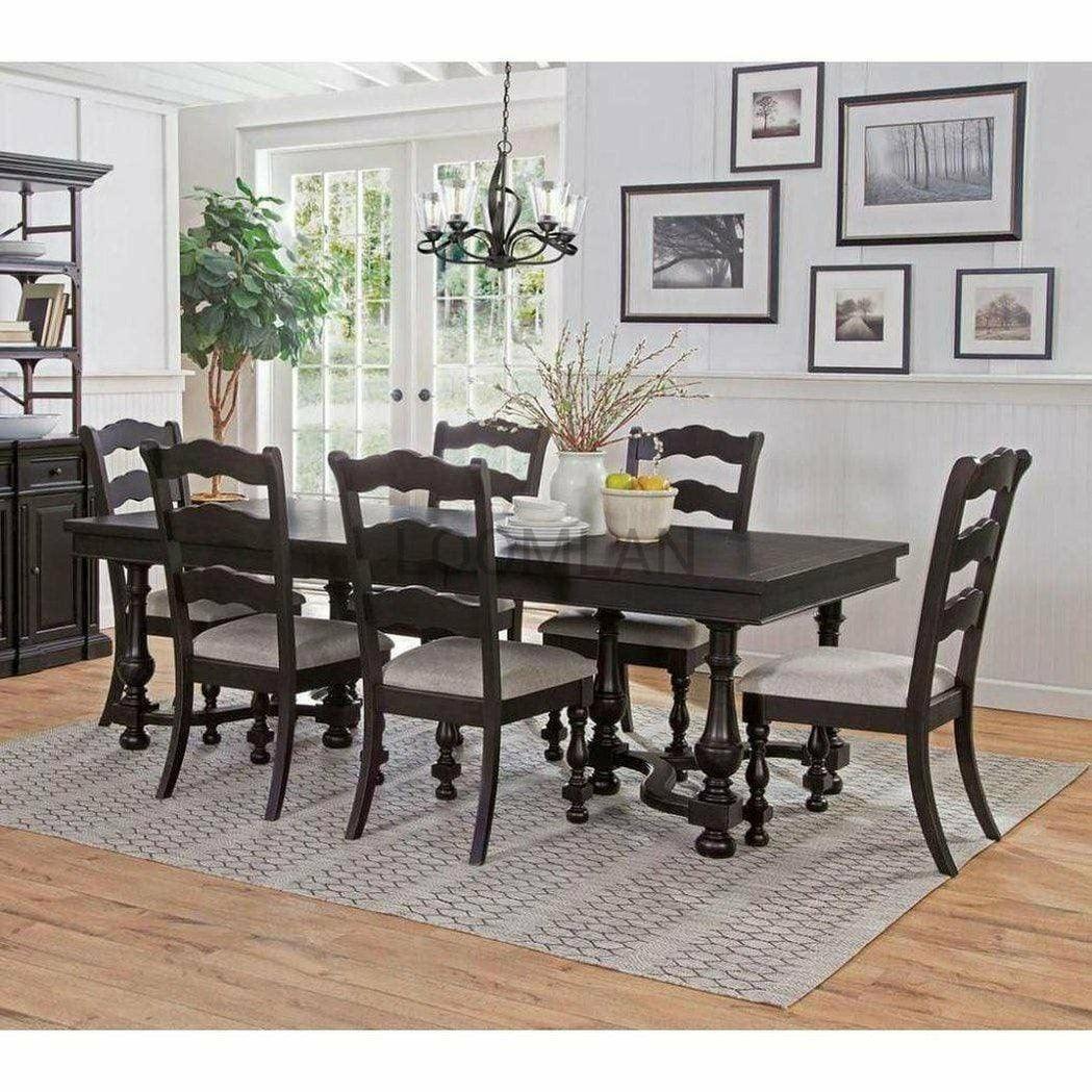 76-112" Large Black Wooden Extendable Dining Table Seats 10 Dining Tables Sideboards and Things By Sunny D