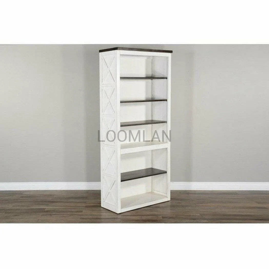 76" Tall Home Office White and Black Bookcase Display Storage Bookcases Sideboards and Things By Sunny D