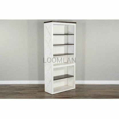 76" Tall Home Office White and Black Bookcase Display Storage Bookcases Sideboards and Things By Sunny D