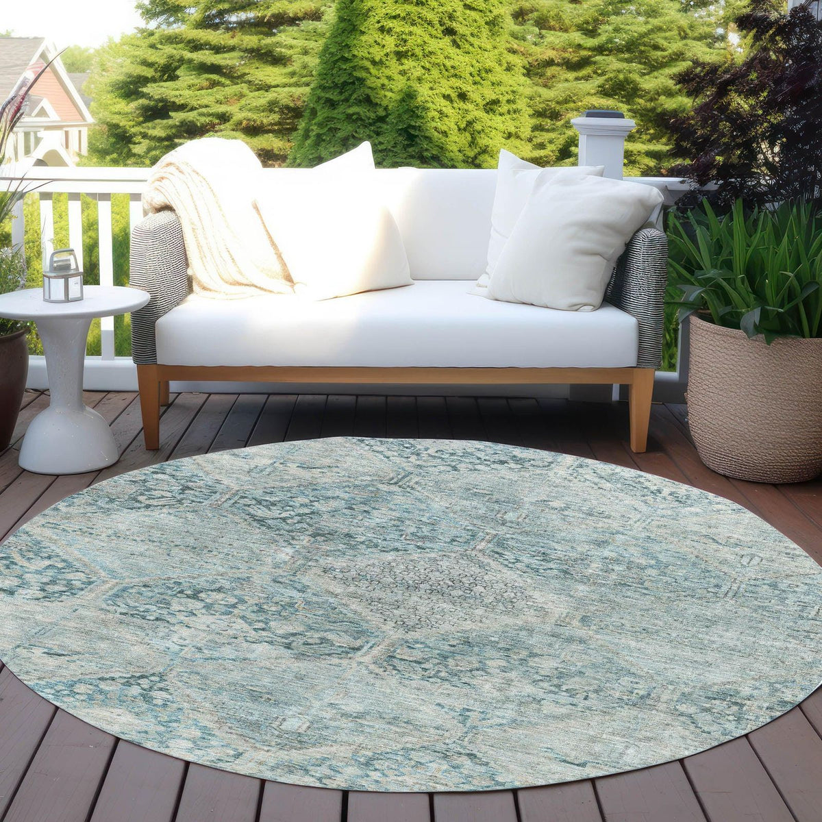 Iriius Blue Washable Indoor-Outdoor Rug