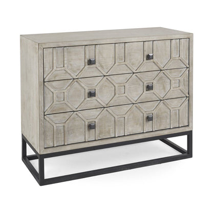 Genevieve I 39"W Light Brown Fir Veneer 3-Drawer Accent Cabi