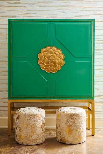 Lux Handmade Hexagon Design Gold Pouf
