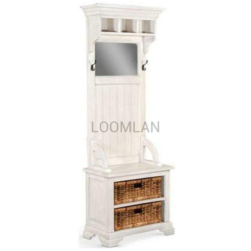 77" Narrow Entryway Bench Hall Tree With Mirror Basket Storage Hall Trees & Lockers Sideboards and Things By Sunny D