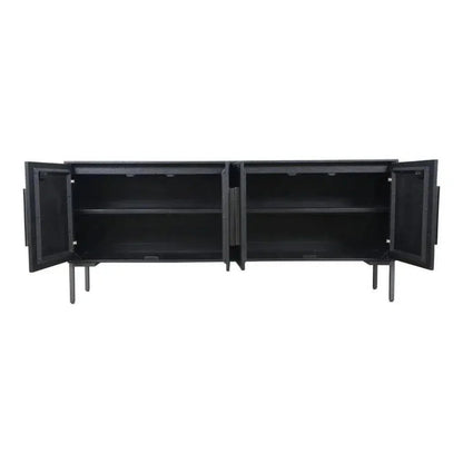 77" Reclaimed Wood Herringbone Black Fishbone Sideboard - LOOMLAN - Moe's Home - Sideboards