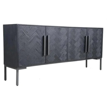 77" Reclaimed Wood Herringbone Black Fishbone Sideboard - LOOMLAN - Moe's Home - Sideboards