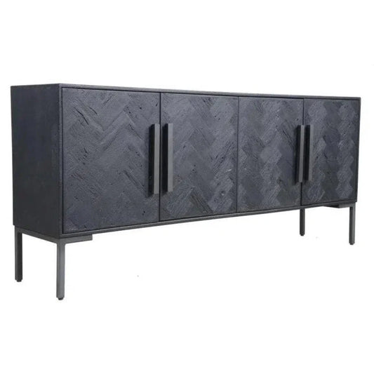Moe's Home 77" Reclaimed Wood Herringbone Black Fishbone Sideboard
