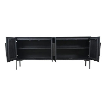 77" Reclaimed Wood Herringbone Pattern Black Fishbone Sideboard Discontinued LOOMLAN By Moe's Home