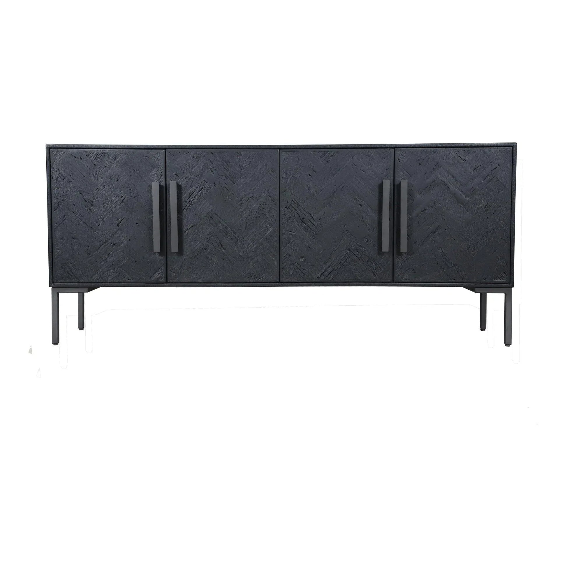 77" Reclaimed Wood Herringbone Pattern Black Fishbone Sideboard Discontinued LOOMLAN By Moe's Home