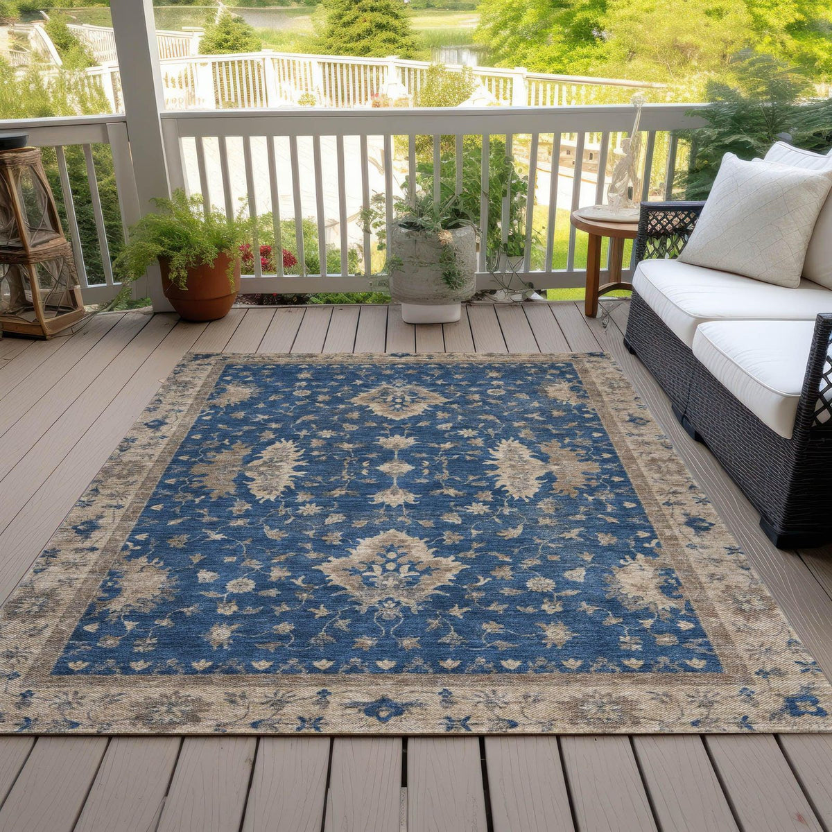 Iriaris Navy Washable Indoor-Outdoor Rug