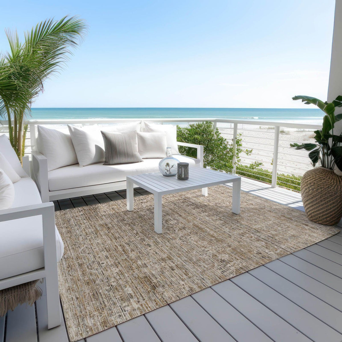 Irion Brown Washable Indoor-Outdoor Rug -- brown